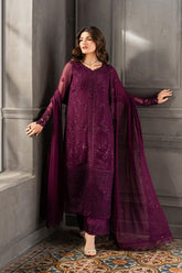 Azure Purple Chiffon Embroidered Unstitched